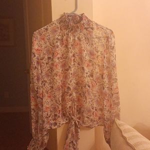 Long sleeve transparent floral elan blouse